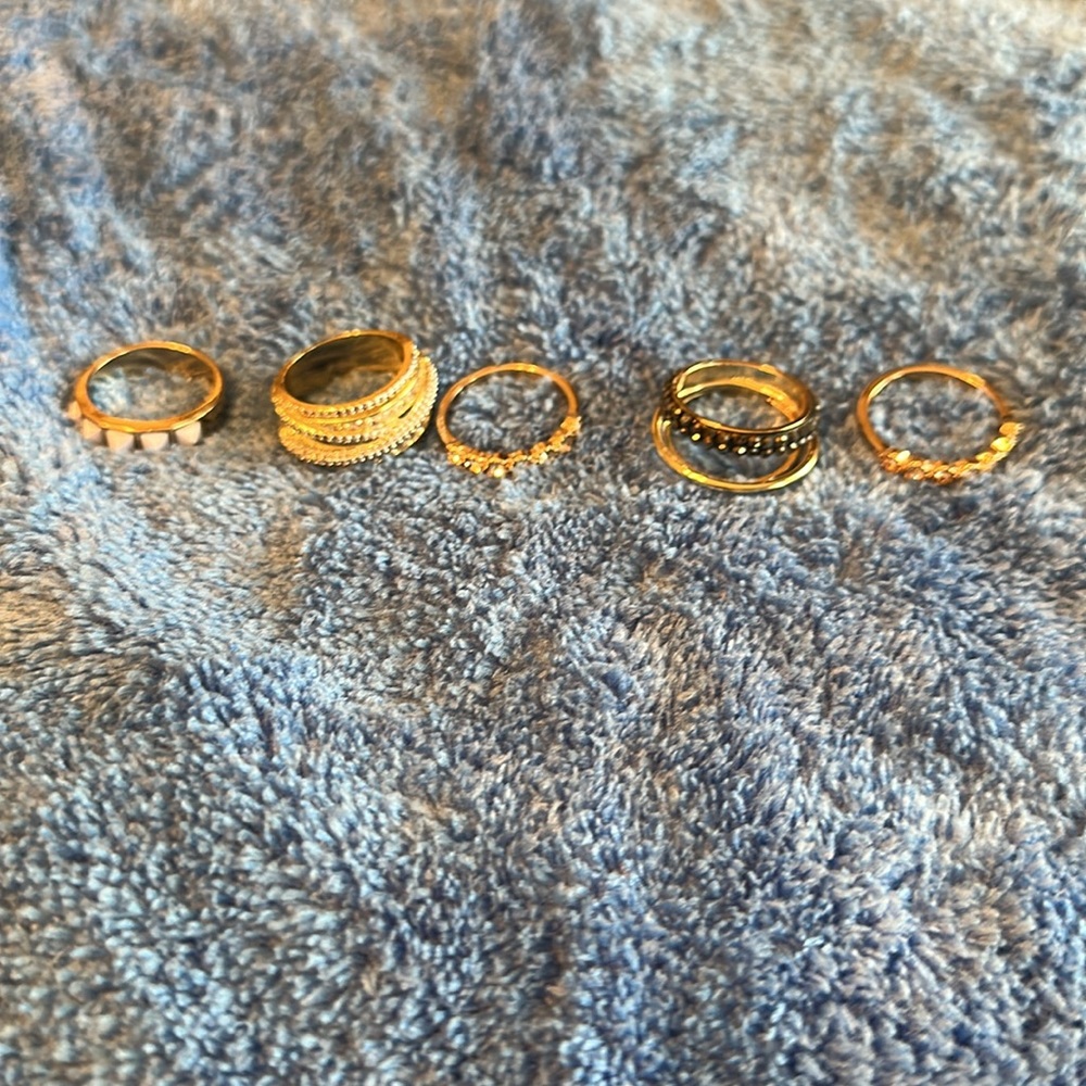 Elegant Silver and Gold Tone Ring Set. Sold as bundle.